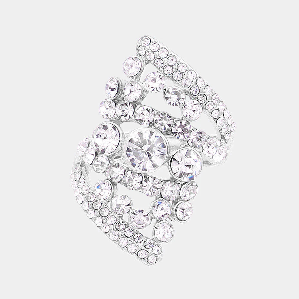 silver rhinestone statement ring