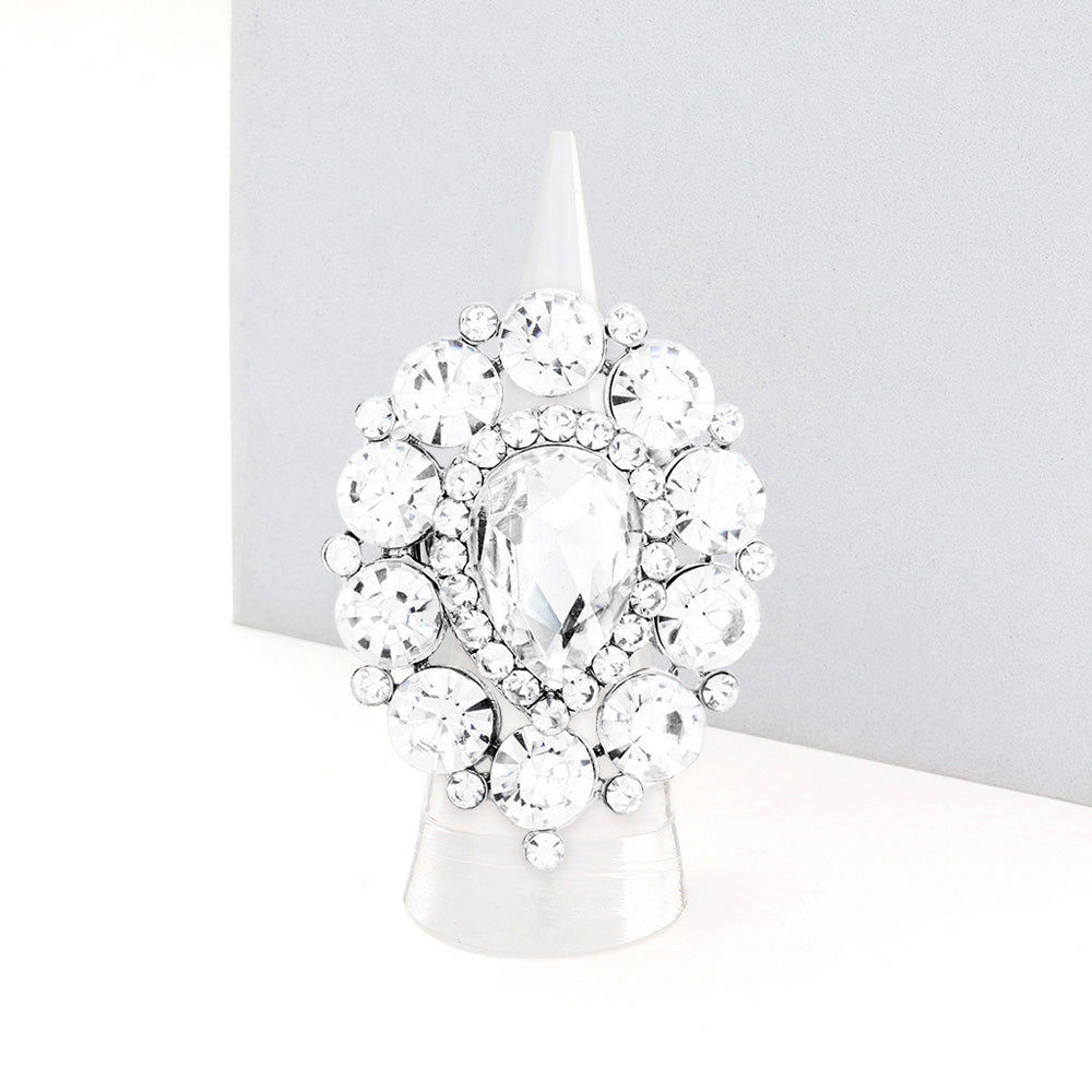 silver rhinestone statement ring