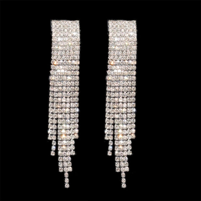 silver rhinestone statement earrings