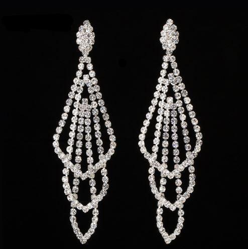 silver rhinestone statement earrings
