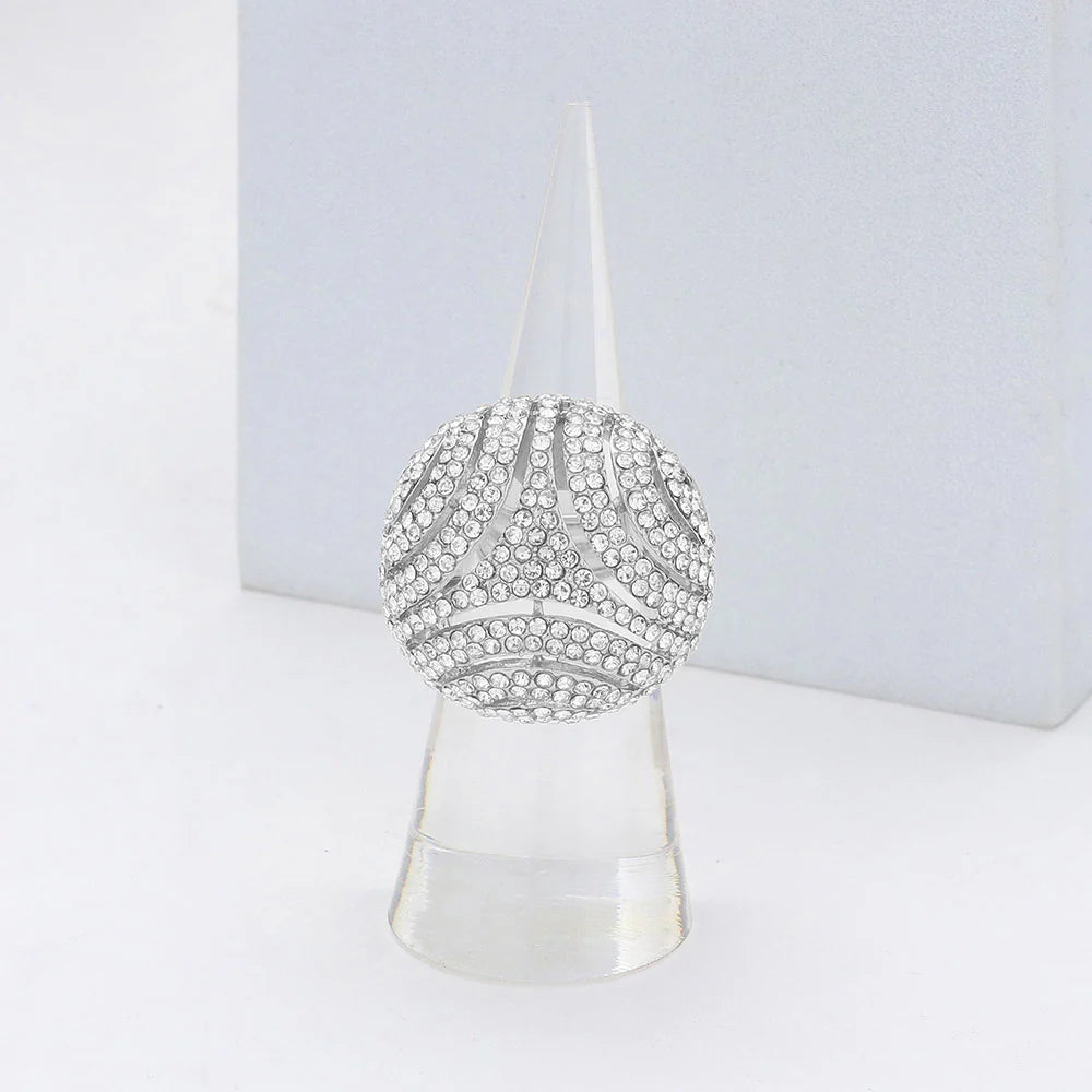 silver rhinestone statement ring