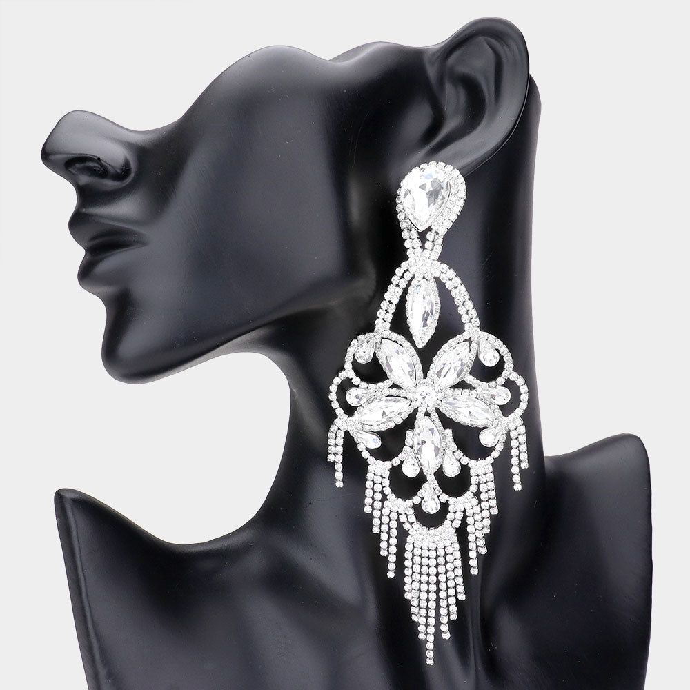 silver rhinestone statement earrings