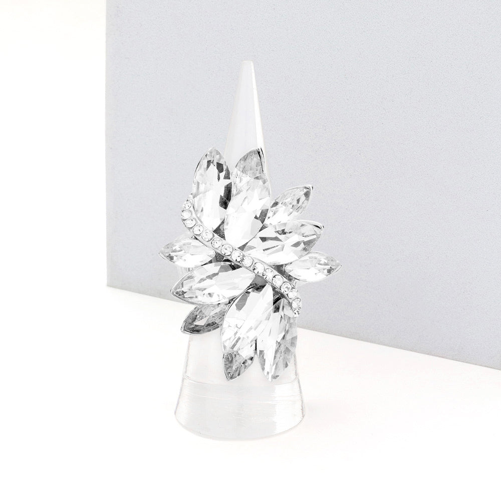 silver rhinestone statement ring