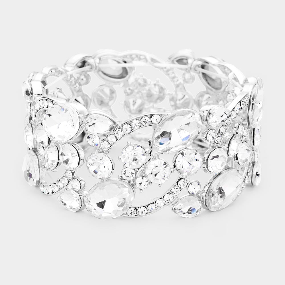 silver rhinestone statement bracelet