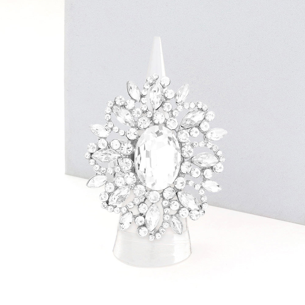 silver rhinestone statement ring