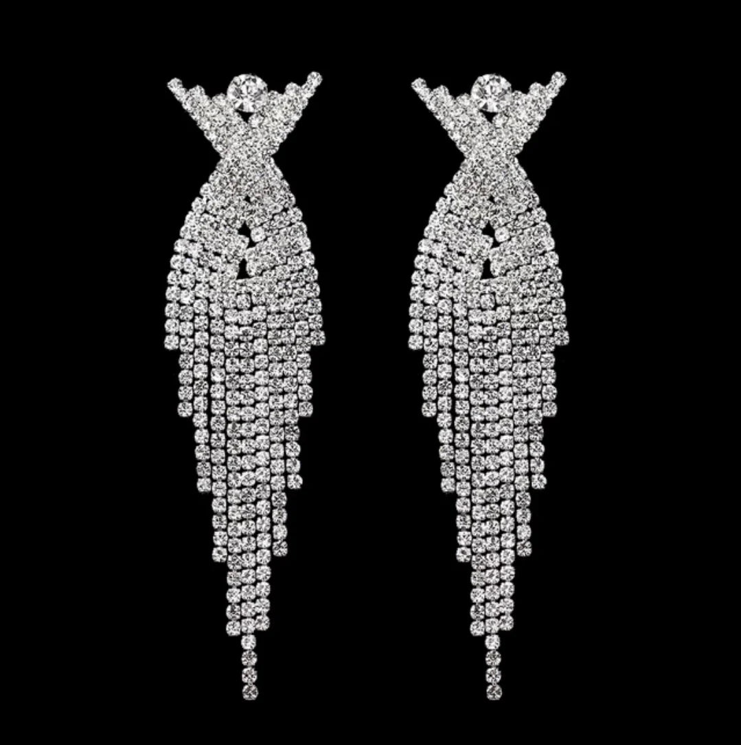 silver rhinestone statement earrings