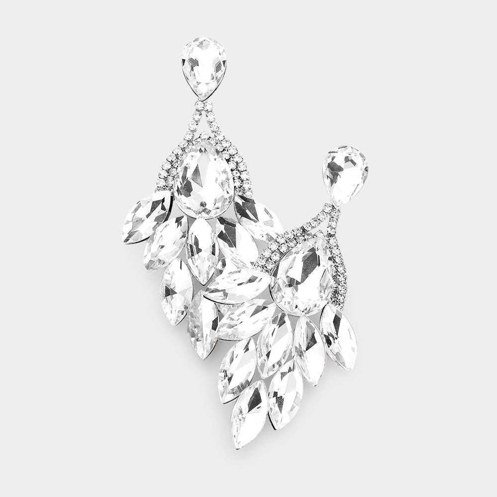 silver rhinestone statement earrings