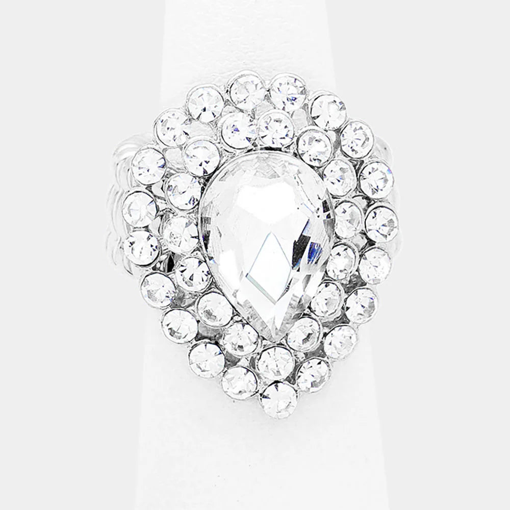silver rhinestone statement ring