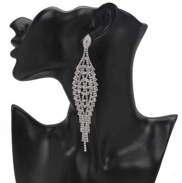 Silver Rhinestone Statement Earrings