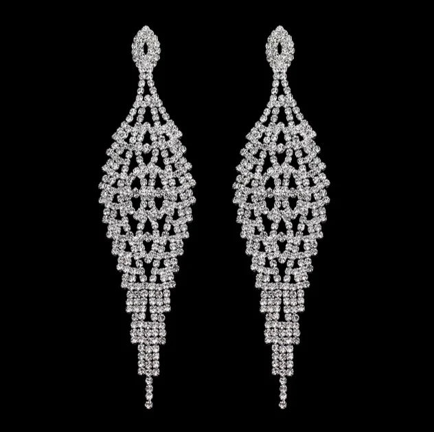 Silver Rhinestone Statement Earrings