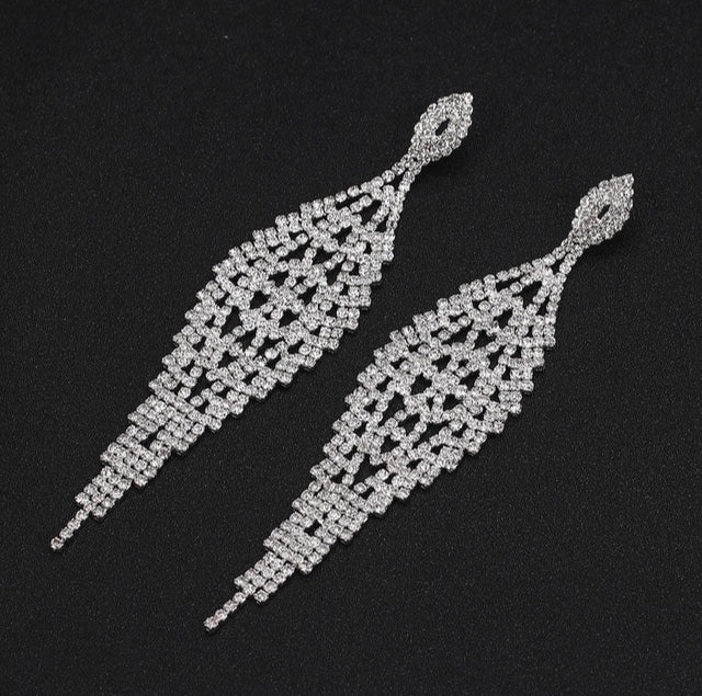 Silver Rhinestone Statement Earrings