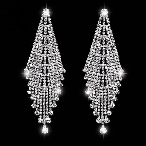 Silver Rhinestone Statement Earrings