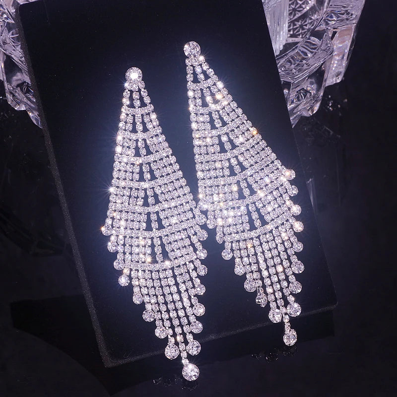Silver Rhinestone Statement Earrings
