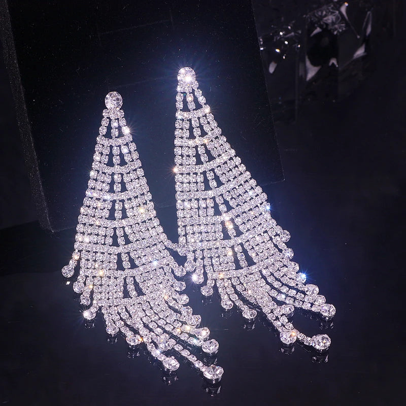 Silver Rhinestone Statement Earrings
