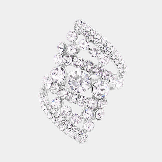 silver rhinestone statement ring