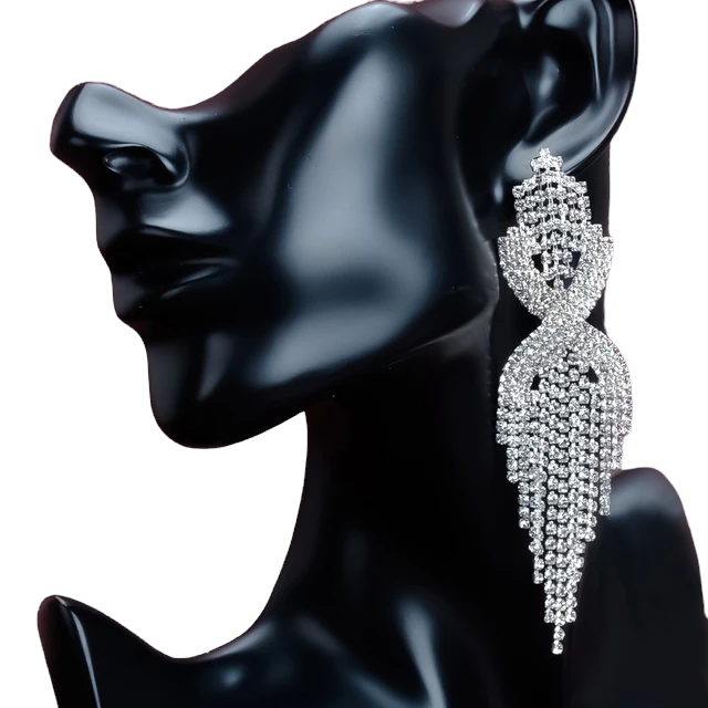 silver rhinestone statement earrings