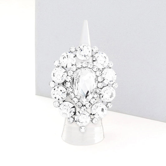 silver rhinestone statement ring