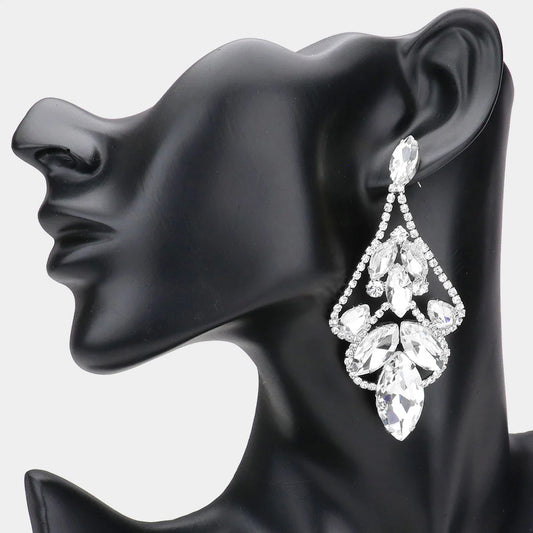silver rhinestone statement earrings