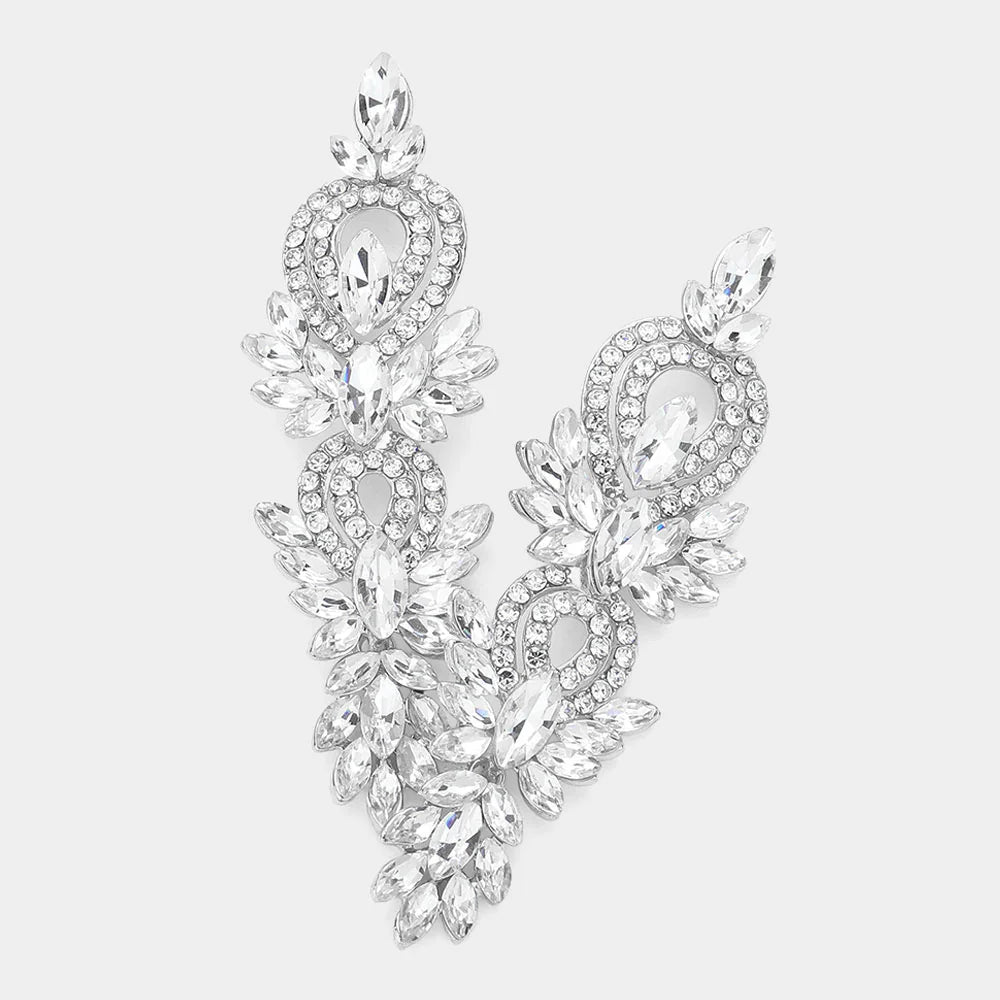 silver rhinestone statement earrings