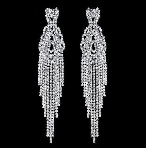silver rhinestone statement earrings