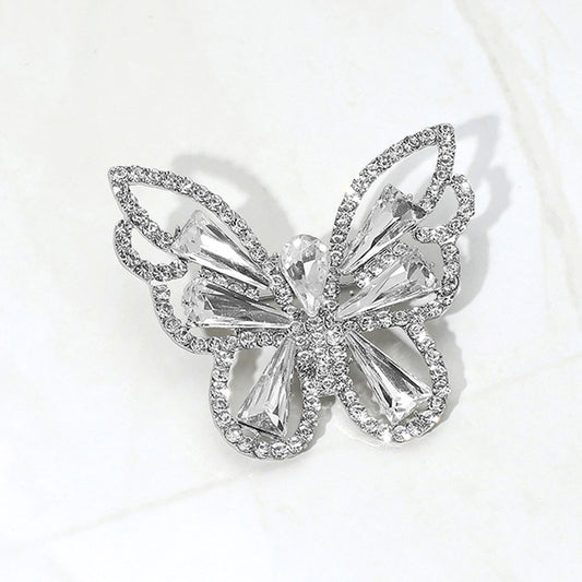 EmpowHER Silver Clear Butterfly Rhinestone Brooch