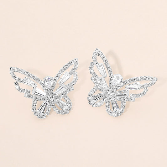 EmpowHER Silver Clear Butterfly Rhinestone Earrings