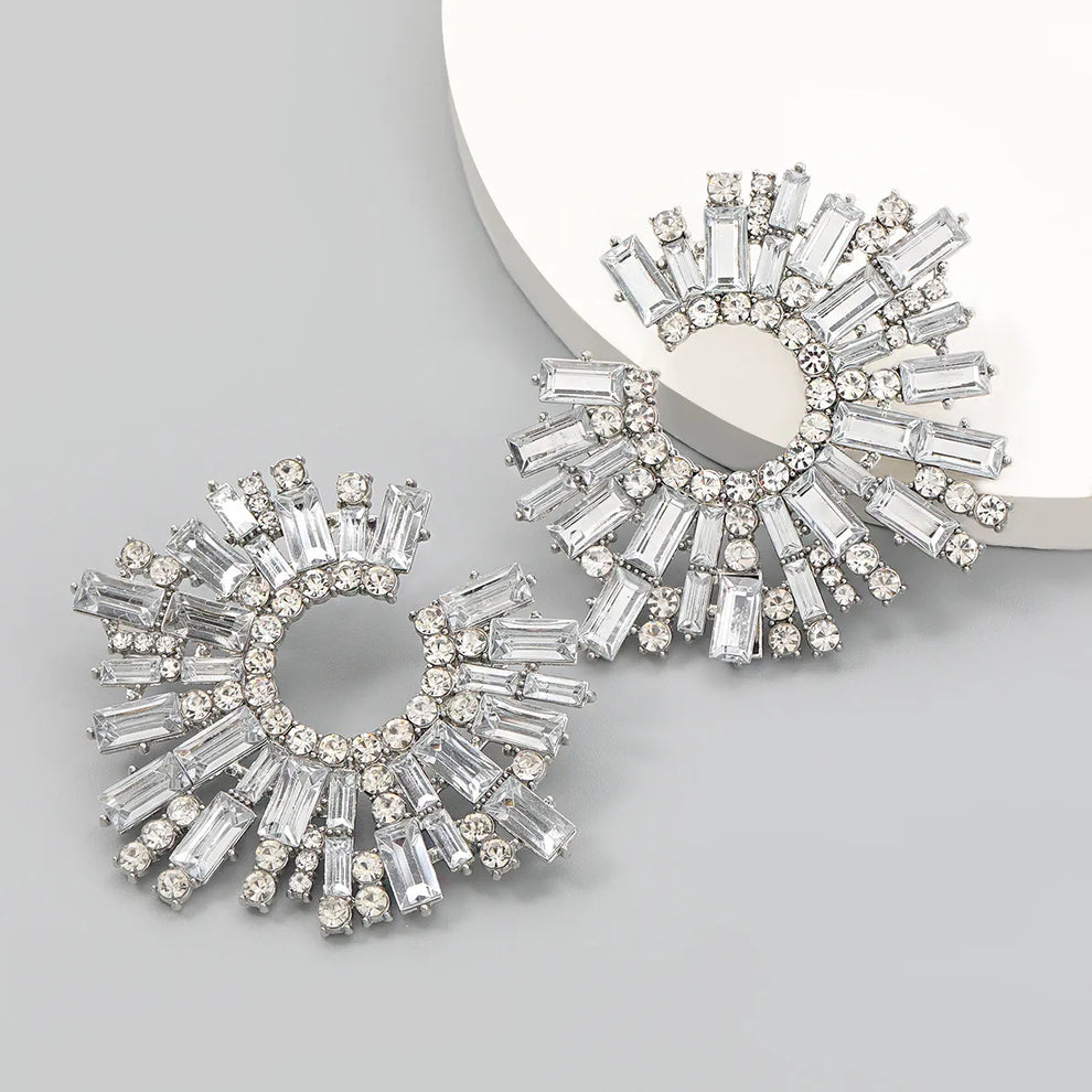 silver rhinestone statement earrings