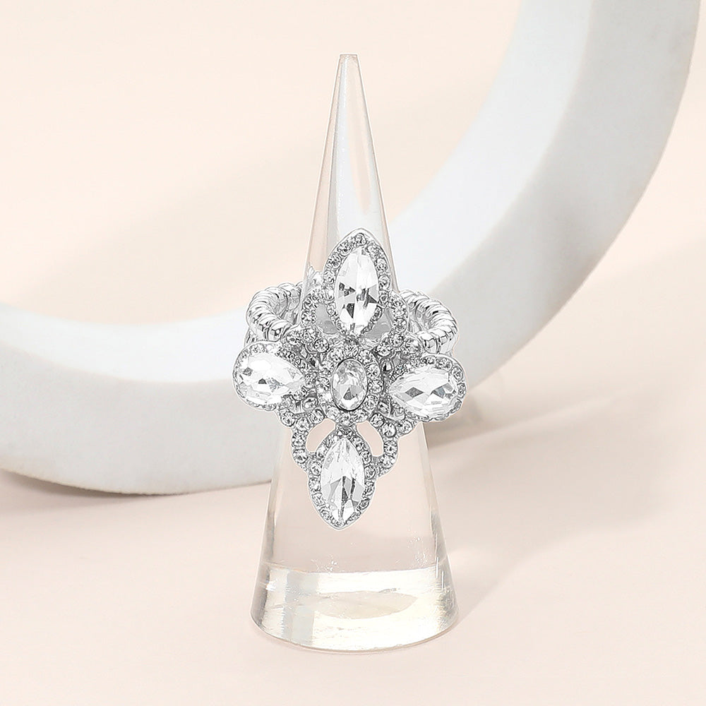 silver rhinestone statement ring