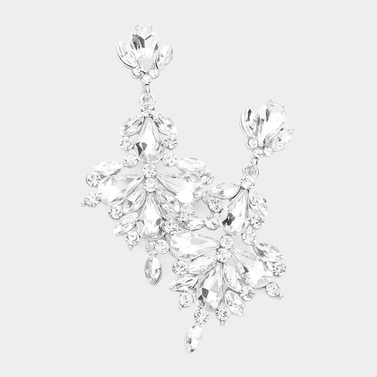 silver rhinestone statement earrings