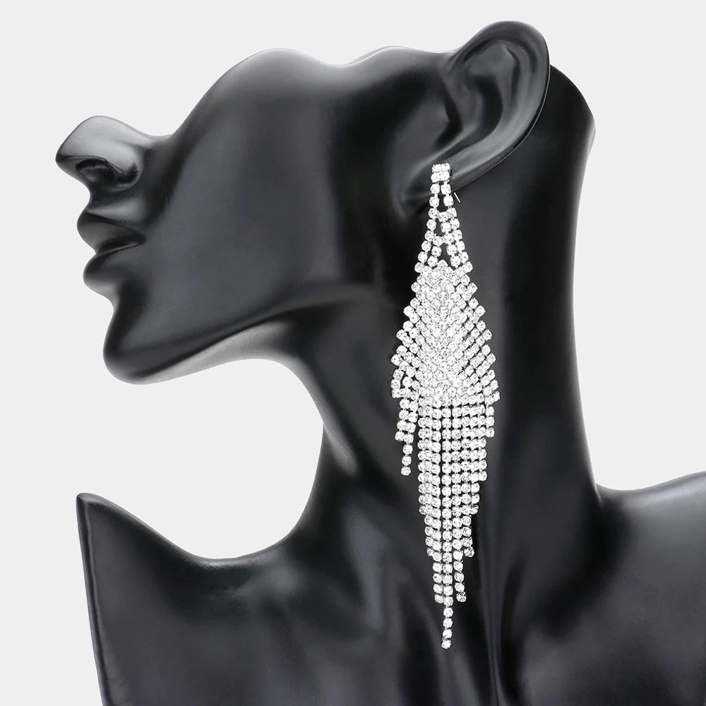 silver rhinestone statement earrings