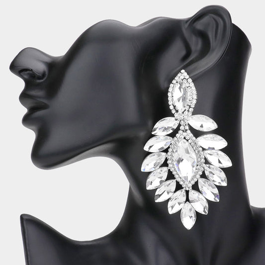 silver rhinestone statement earrings