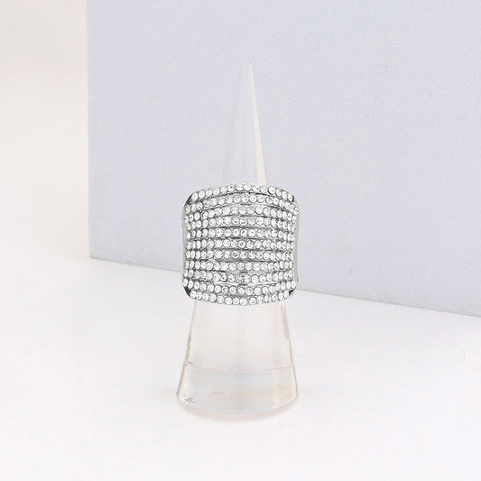 silver rhinestone statement ring