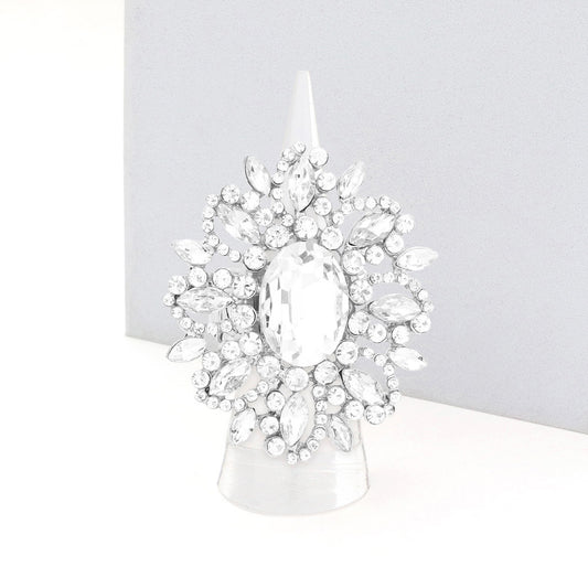 silver rhinestone statement ring