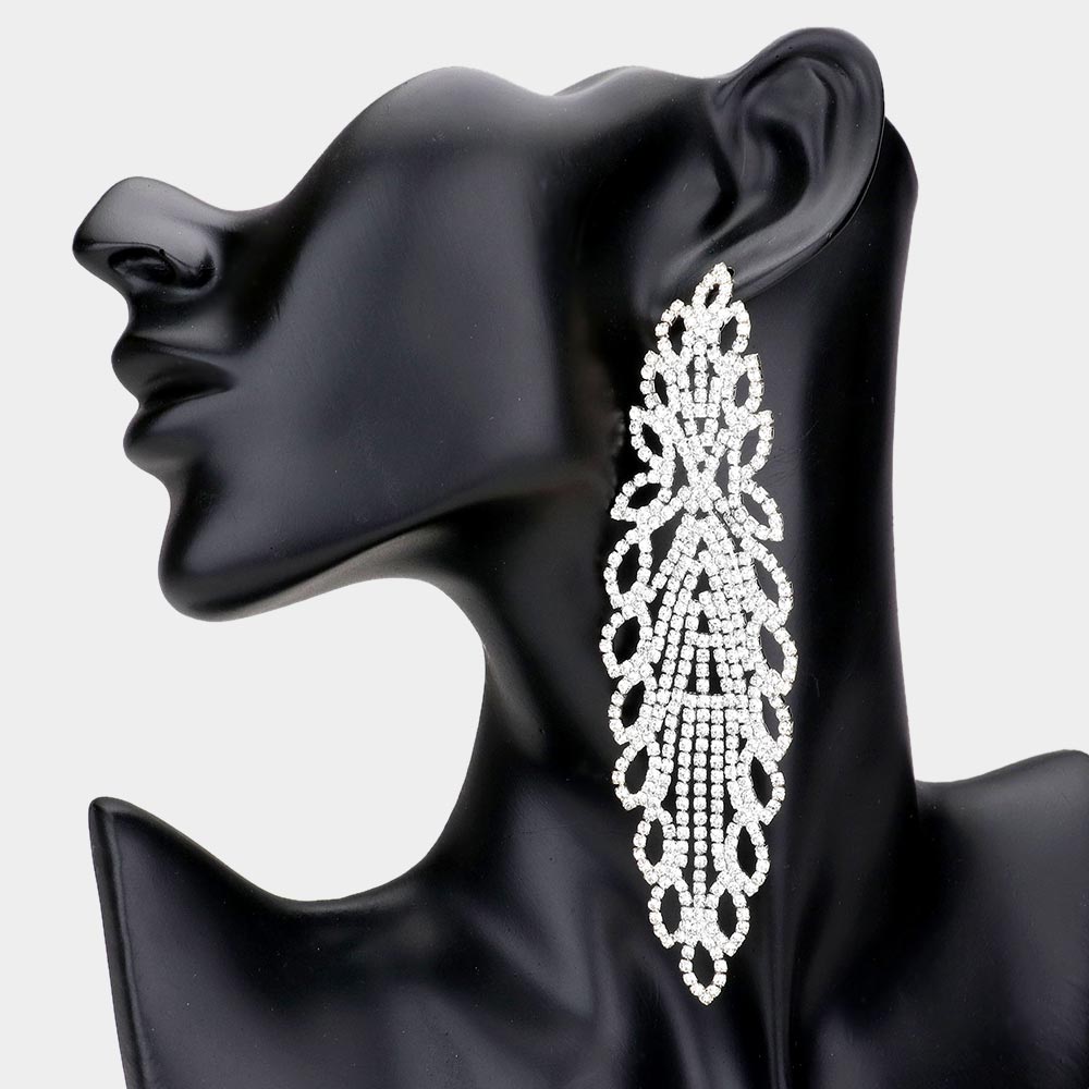 Pave Silver Clear Rhinestone Earrings