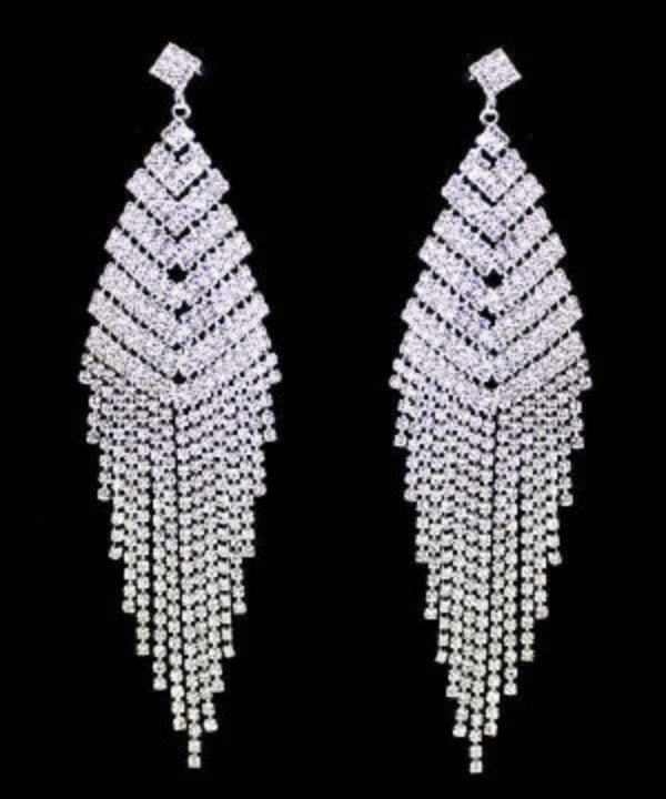 silver rhinestone statement earrings