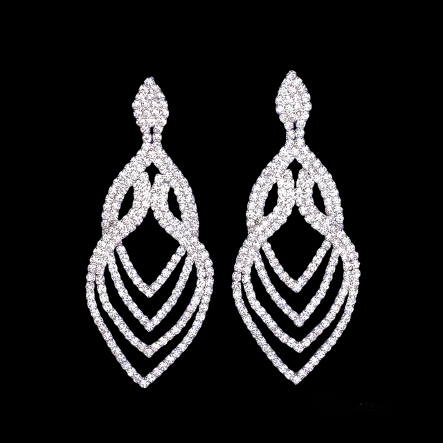 silver rhinestone statement earrings