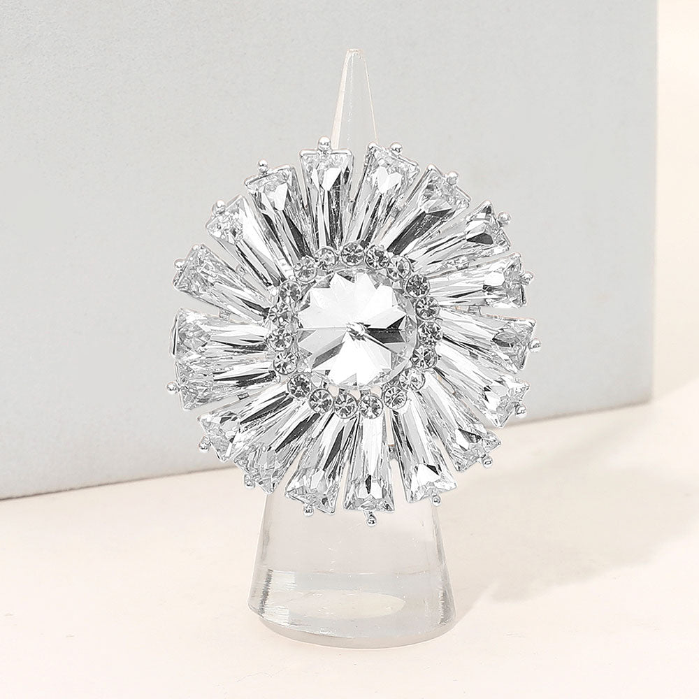 silver rhinestone statement ring