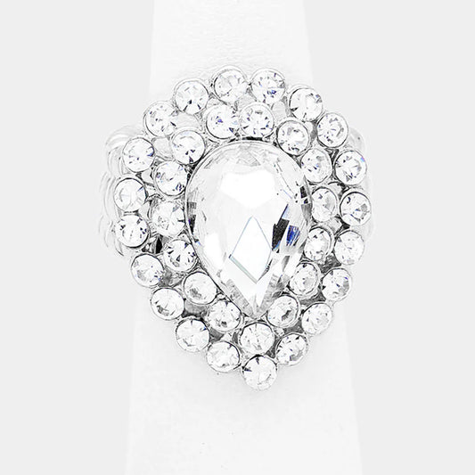 silver rhinestone statement ring