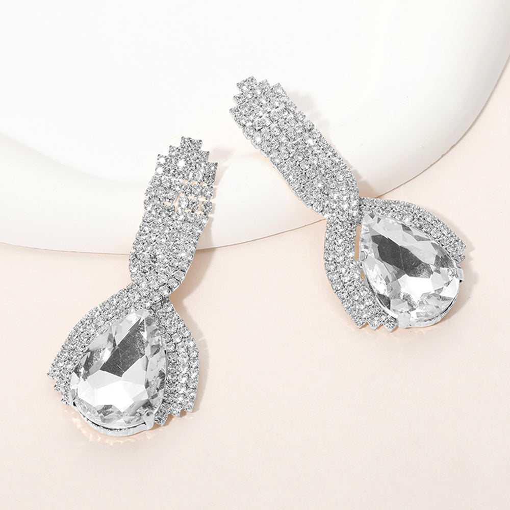 silver rhinestone statement earrings