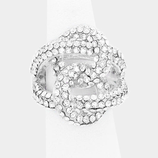 silver rhinestone statement ring